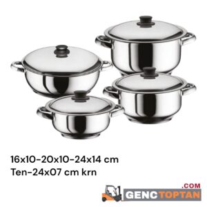 ARİAN AYIŞIĞI 8 PCS ÇELİK SET (16X10-20X10-24X14 TEN-24X07 CM )