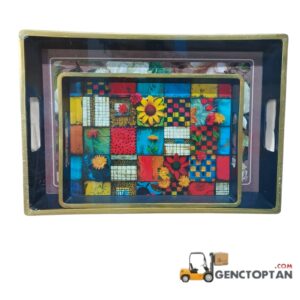 İSR-5763 2'Lİ KARE SİYAH TEPSİ