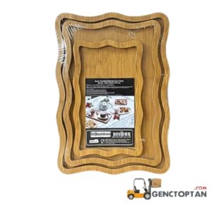 BİBAMBOO 0123 BAMBU DALGALI 3 LÜ SUNUM TEPSİSİ*24