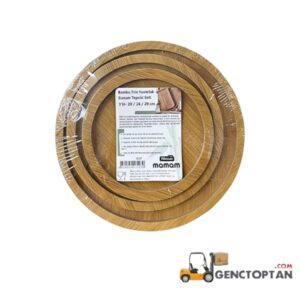 MOMOM 0127 BAMBU YUVARLAK 3 LÜ SUNUM TEPSİSİ*24