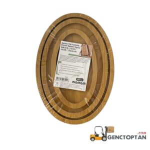 MOMOM 0125 BAMBU OVAL 3 LÜ SUNUM TEPSİSİ*24
