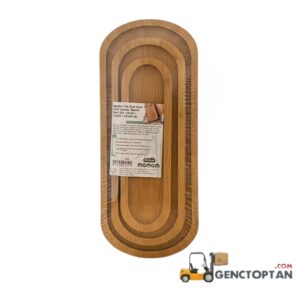 MOMOM 0050 BAMBU UZUN OVAL 3 LÜ SUNUM TEPSİSİ*24