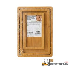 MOMOM 0124 BAMBU DİKDÖRTGEN 3 LÜ SUNUM TEPSİSİ*24