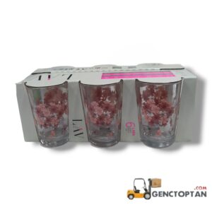 LV-22010 LARA PEMBE ÇİÇEKLİ SU BARDAĞI