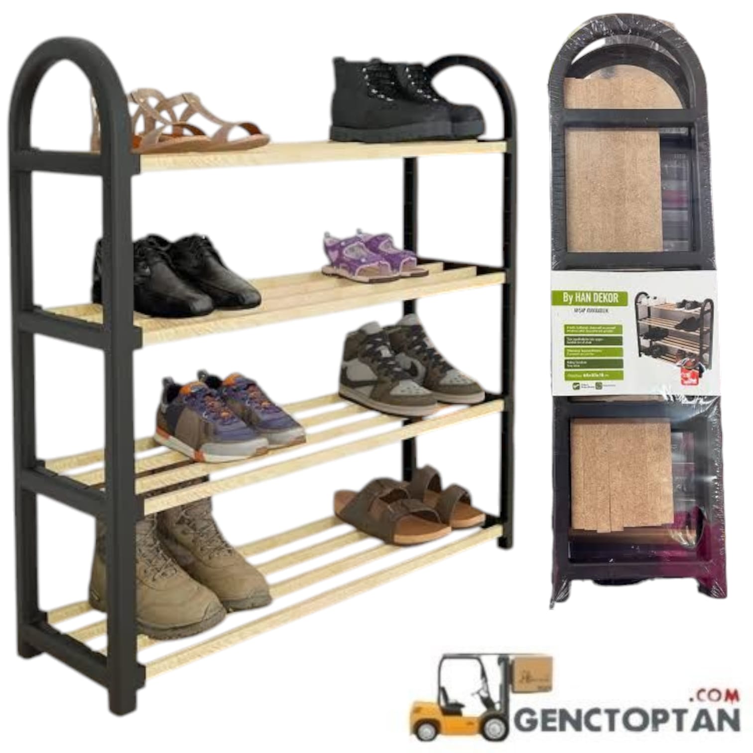 BY HAN DEKOR HN-0044 AHŞAP AYAKKABILIK 4 KATLI