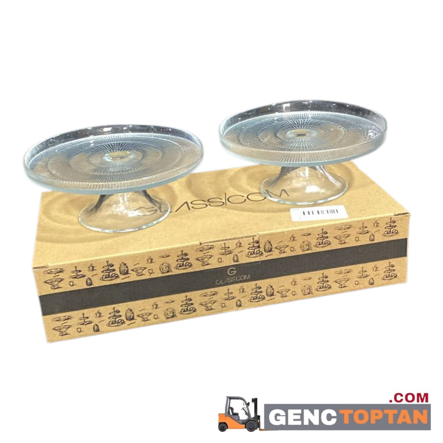 GLASSCOM 2'Lİ 16 CM AYAKLI SERVİS ŞEFFAF ASORTİ