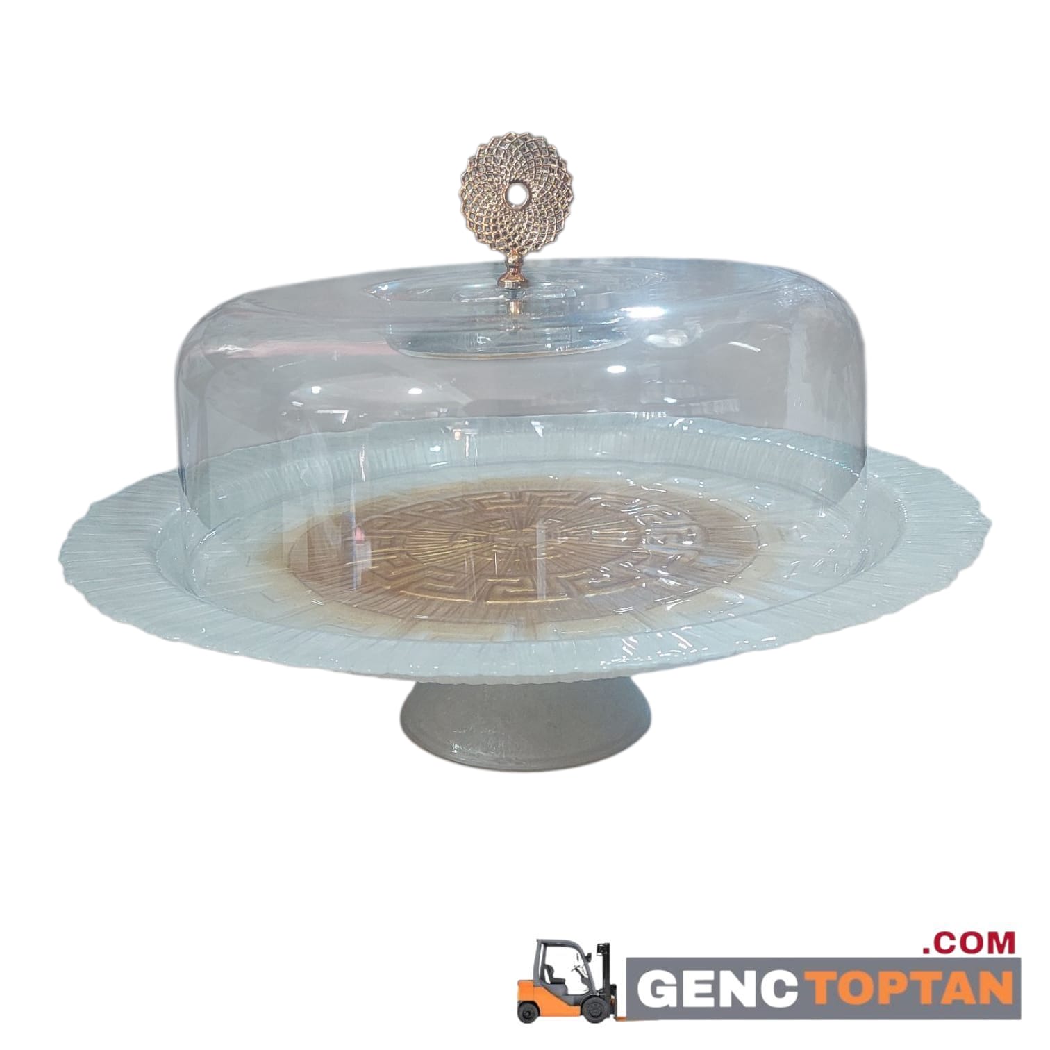 GLASSCOM 33 CM AYAKLI SERVİS TABAĞI RENKLİ