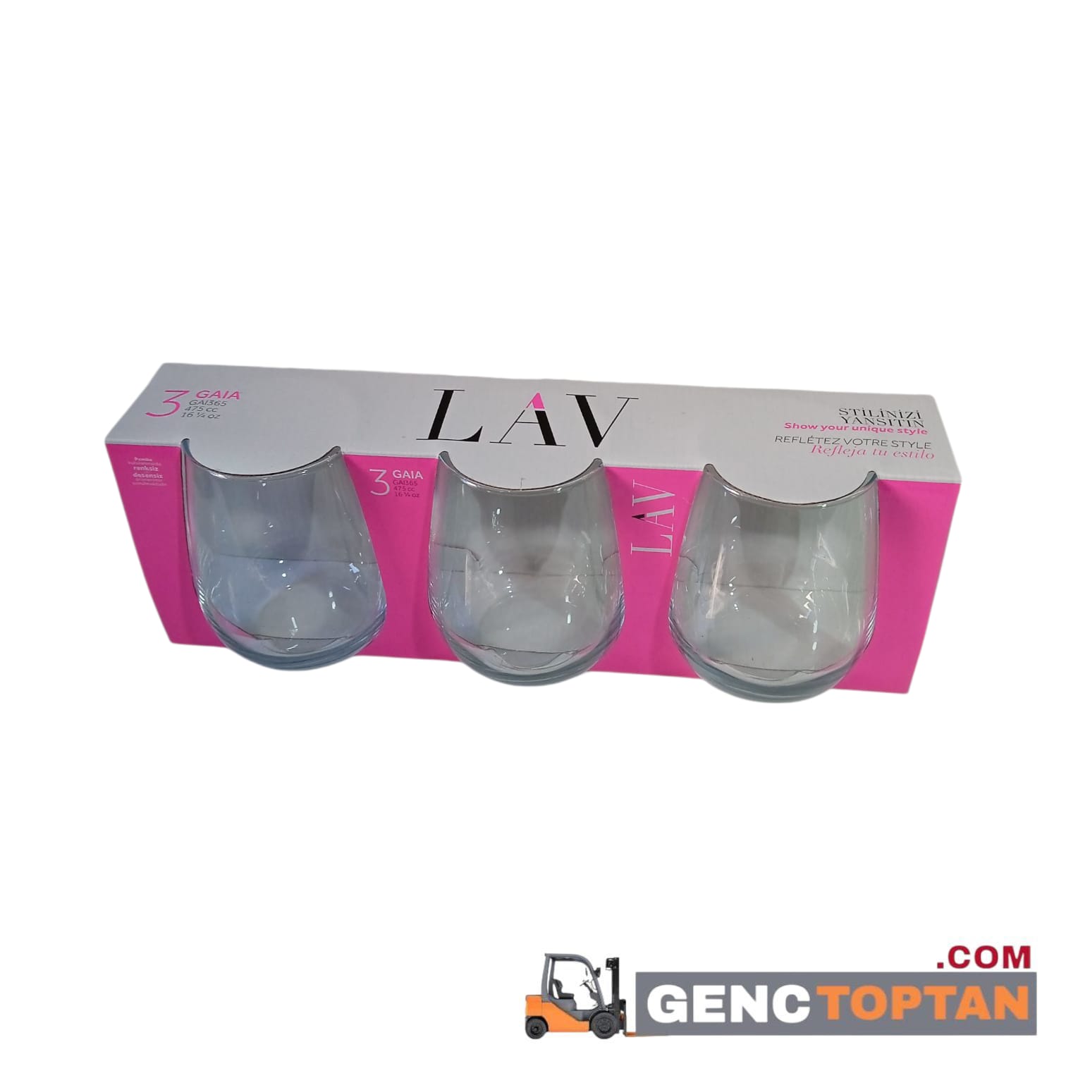 LV-GAI365A GAIA AYAKSIZ 3'LÜ CAM MEŞRUBAT BARDAĞI 47